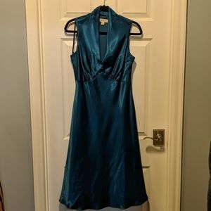 Jessica Teal Satin Dress